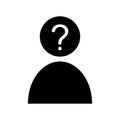 Icon depicting a person and a question mark in his head. Royalty Free Stock Photo